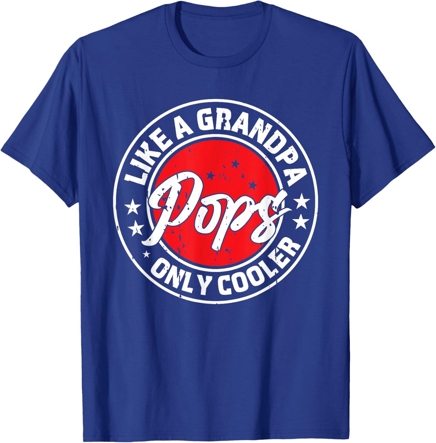 Pops Like A Grandpa Only Cooler Retro Men Father's Day T-Shirt - T-Shirt | Royal