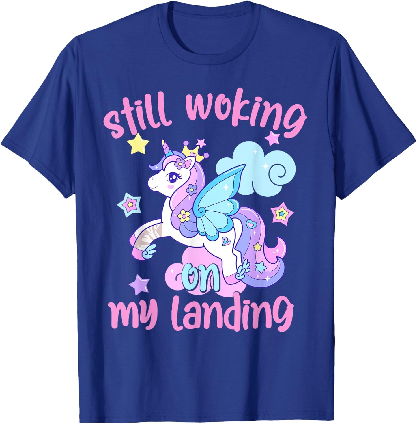 Still Working On My Landing Injury Broken Arm Cute Unicorn T-Shirt - T-Shirt | Royal