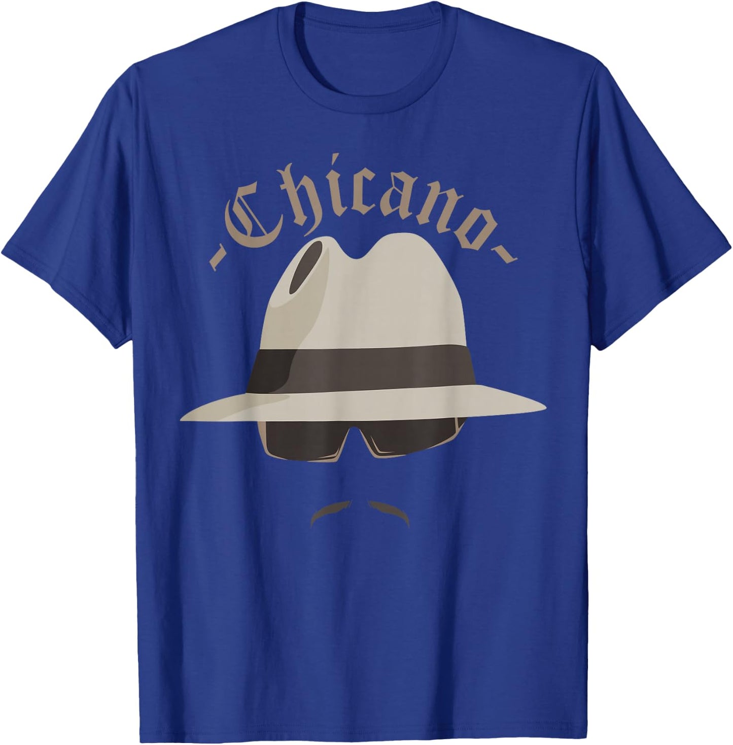 Lowrider Hat Chicano Moustache T-Shirt - T-Shirt | Royal