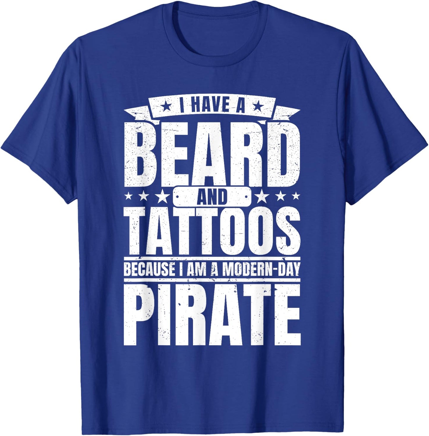 Modern Day Pirate With Beard and Tattoo Dad T-Shirt - T-Shirt | Royal