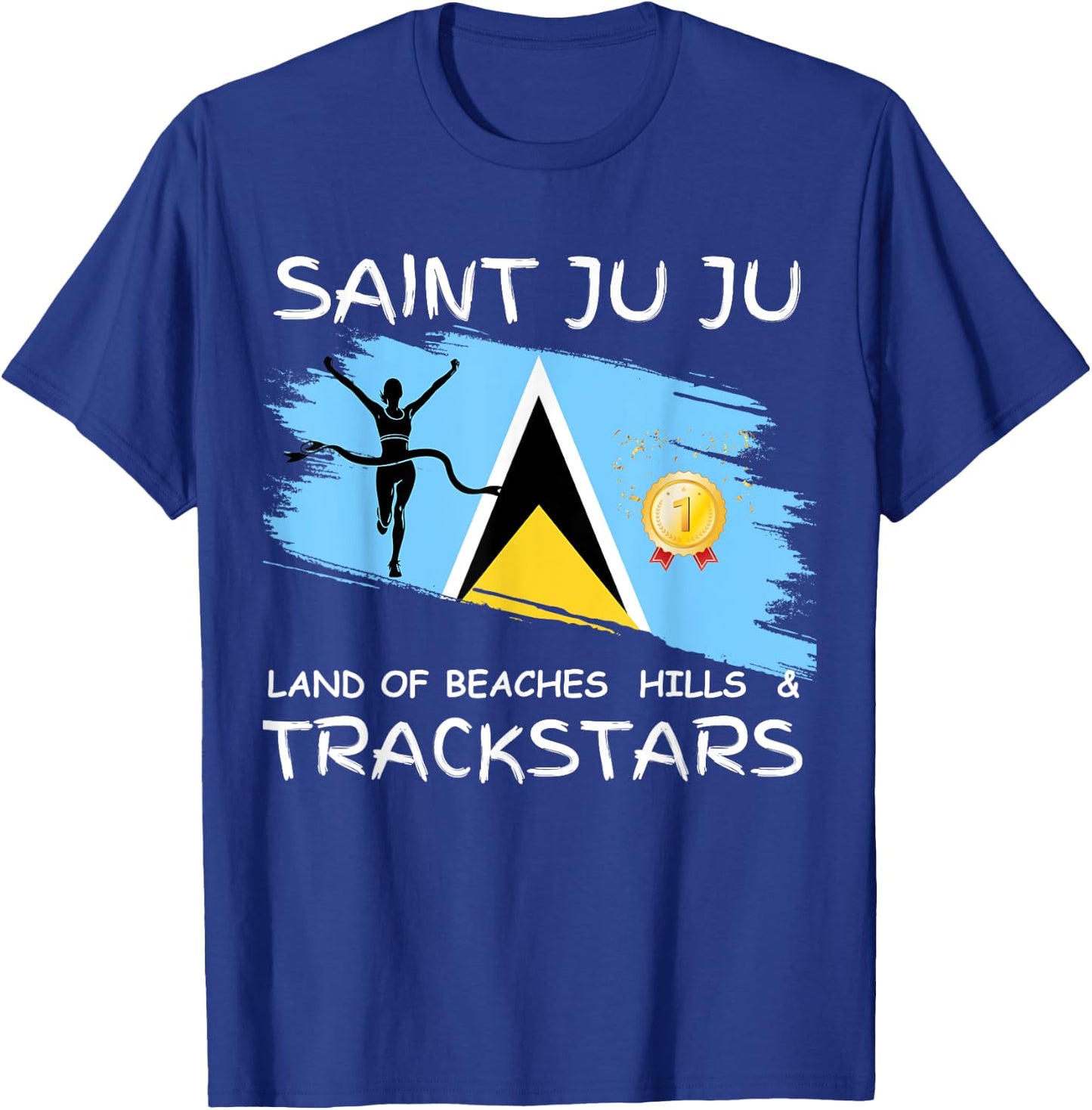 Saint Lucia/ St. Lucia/ Saint Juju Track star Celebration T-Shirt - T-Shirt | Royal