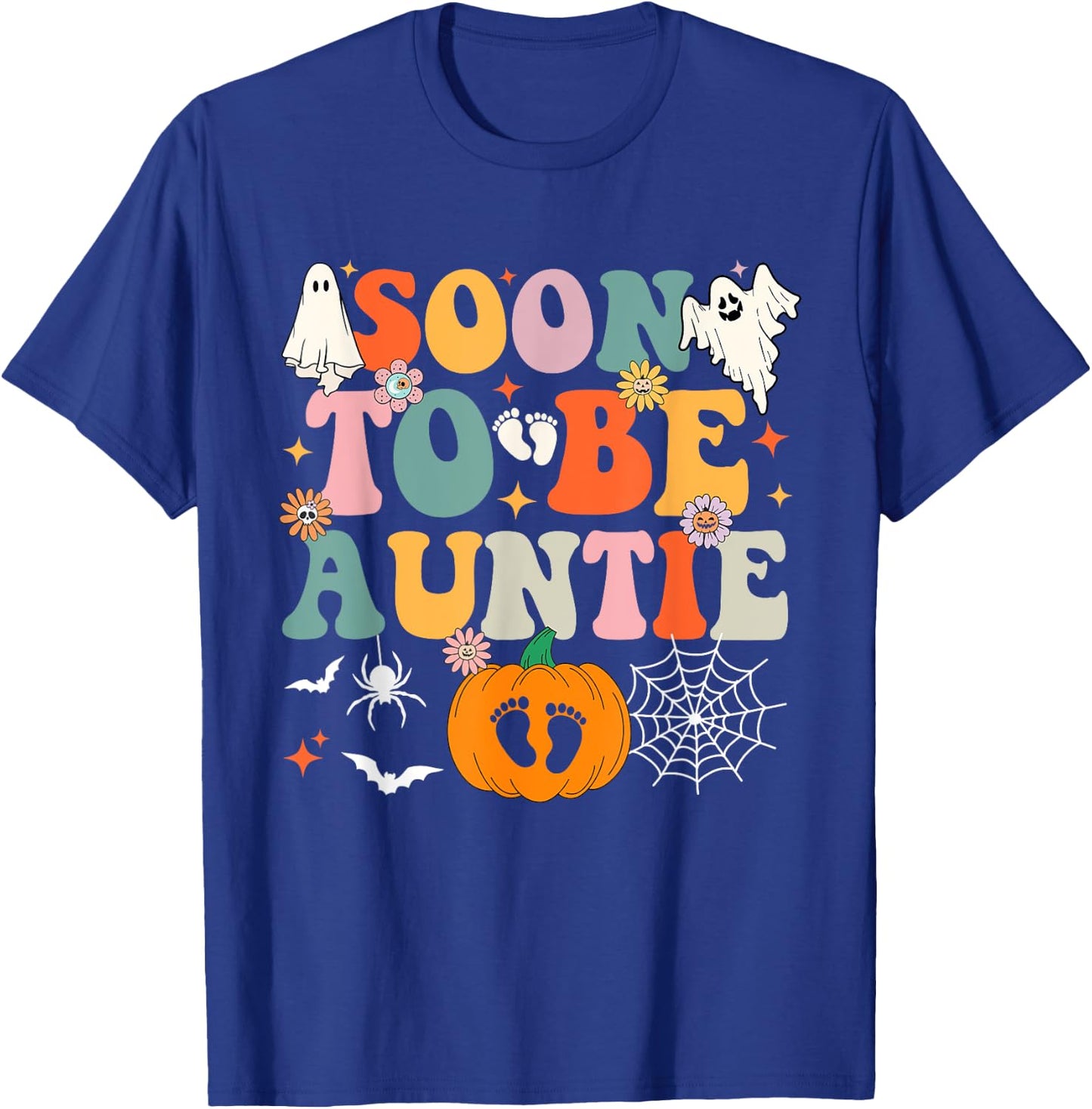 Soon to Be Auntie Halloween Pregnancy Announcement Pumpkin T-Shirt - T-Shirt | Royal