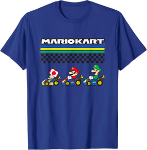 Mario Kart Rainbow Rally Character Line Up T-Shirt - T-Shirt | Royal