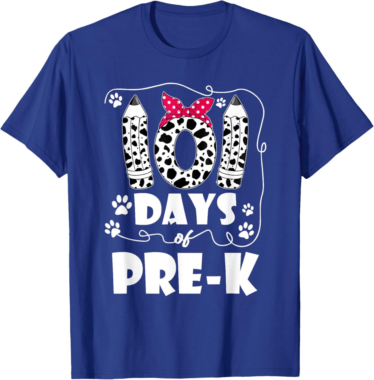 101 Days Pre K 100th Day Dog 100 Days School Students Men Women Kids T-Shirt - T-Shirt | Royal