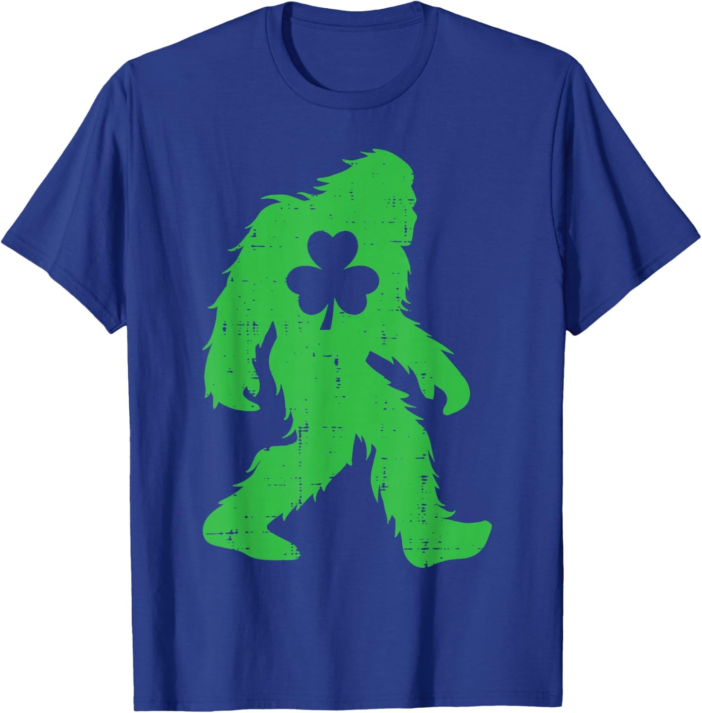 St Patricks Day Bigfoot Sasquatch Shamrock Men Women Kids T-Shirt - T-Shirt | Royal