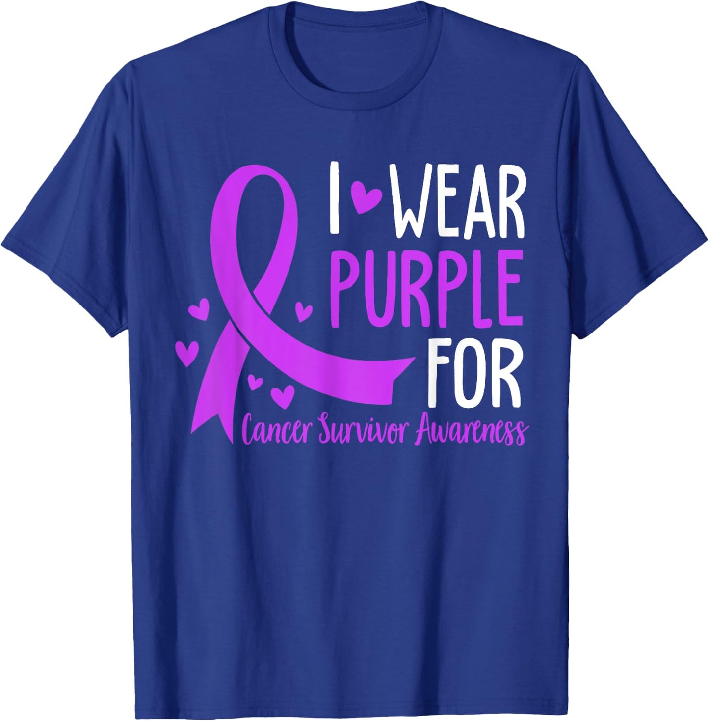 I Wear Purple For Cancer Survivor Awareness T-Shirt - T-Shirt | Royal