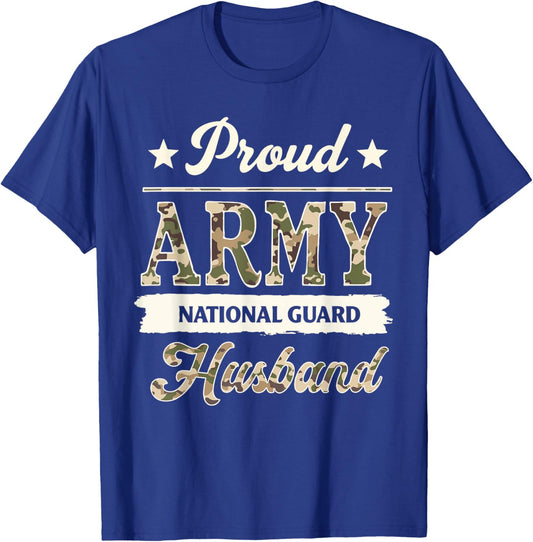 Proud Army National Guard Husband Military Family Veteran T-Shirt - T-Shirt | Royal