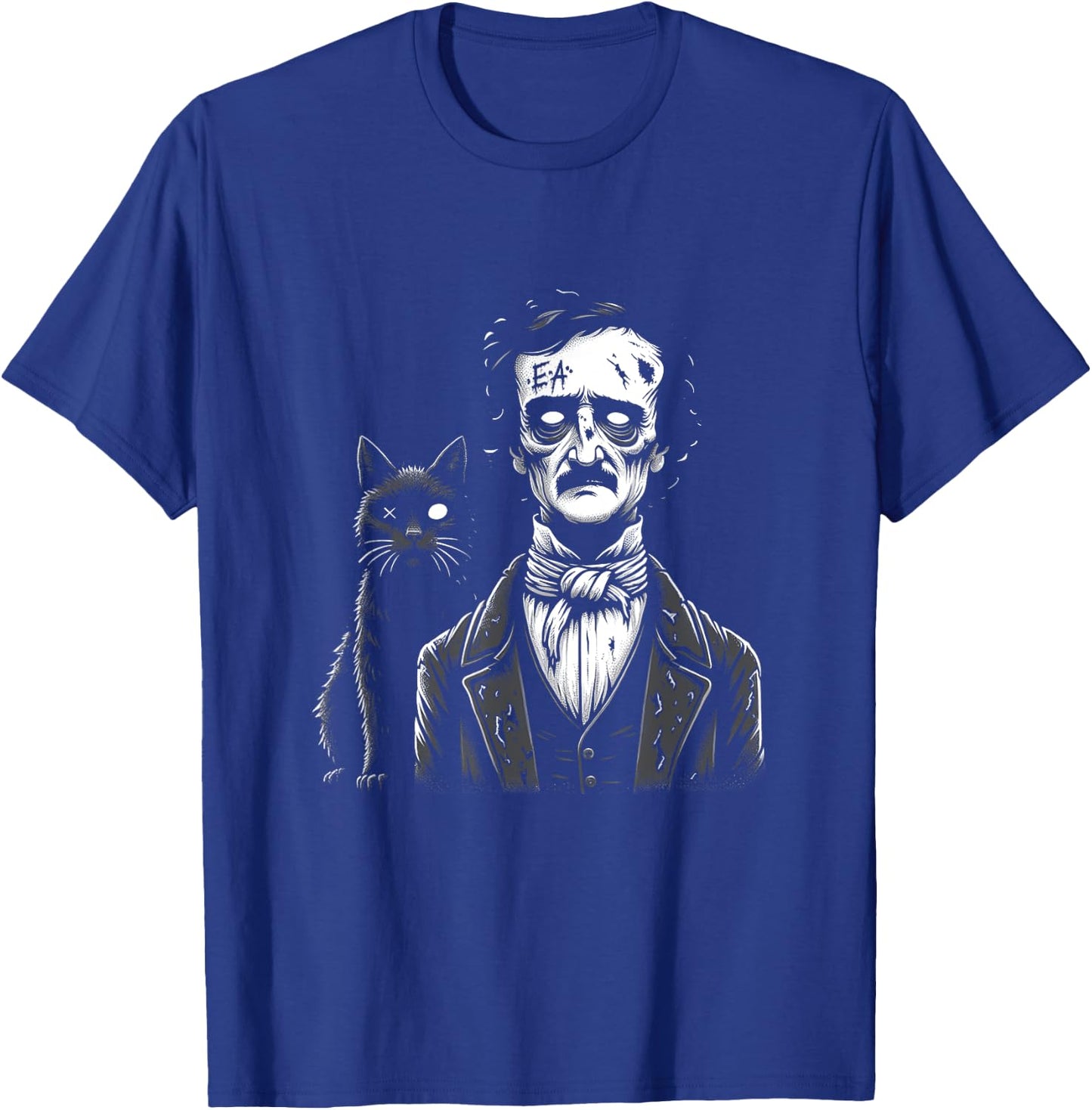 Zombie Edgar Allan Poe The Black Cat Halloween Fun Men Women T-Shirt - T-Shirt | Royal