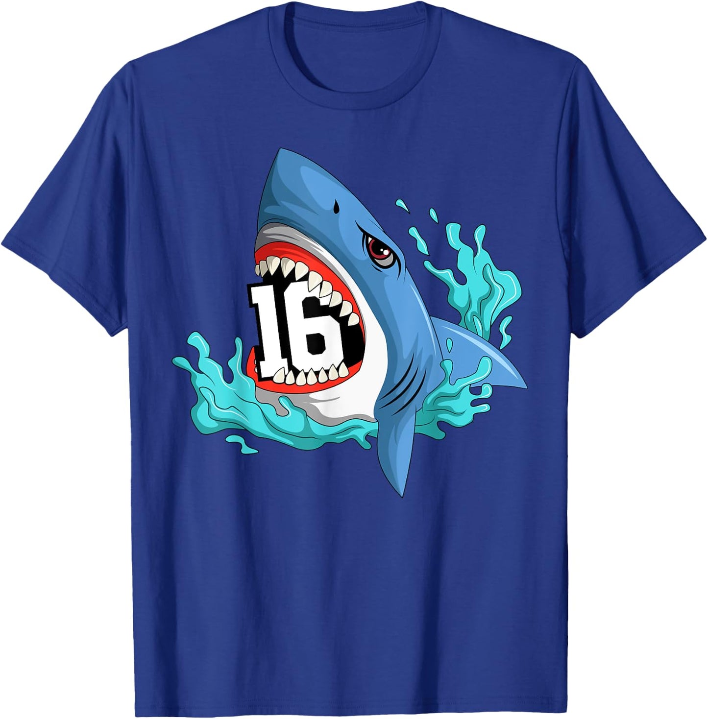 16 Shark Birthday Animal Themed Bday Party Celebration T-Shirt - T-Shirt | Royal