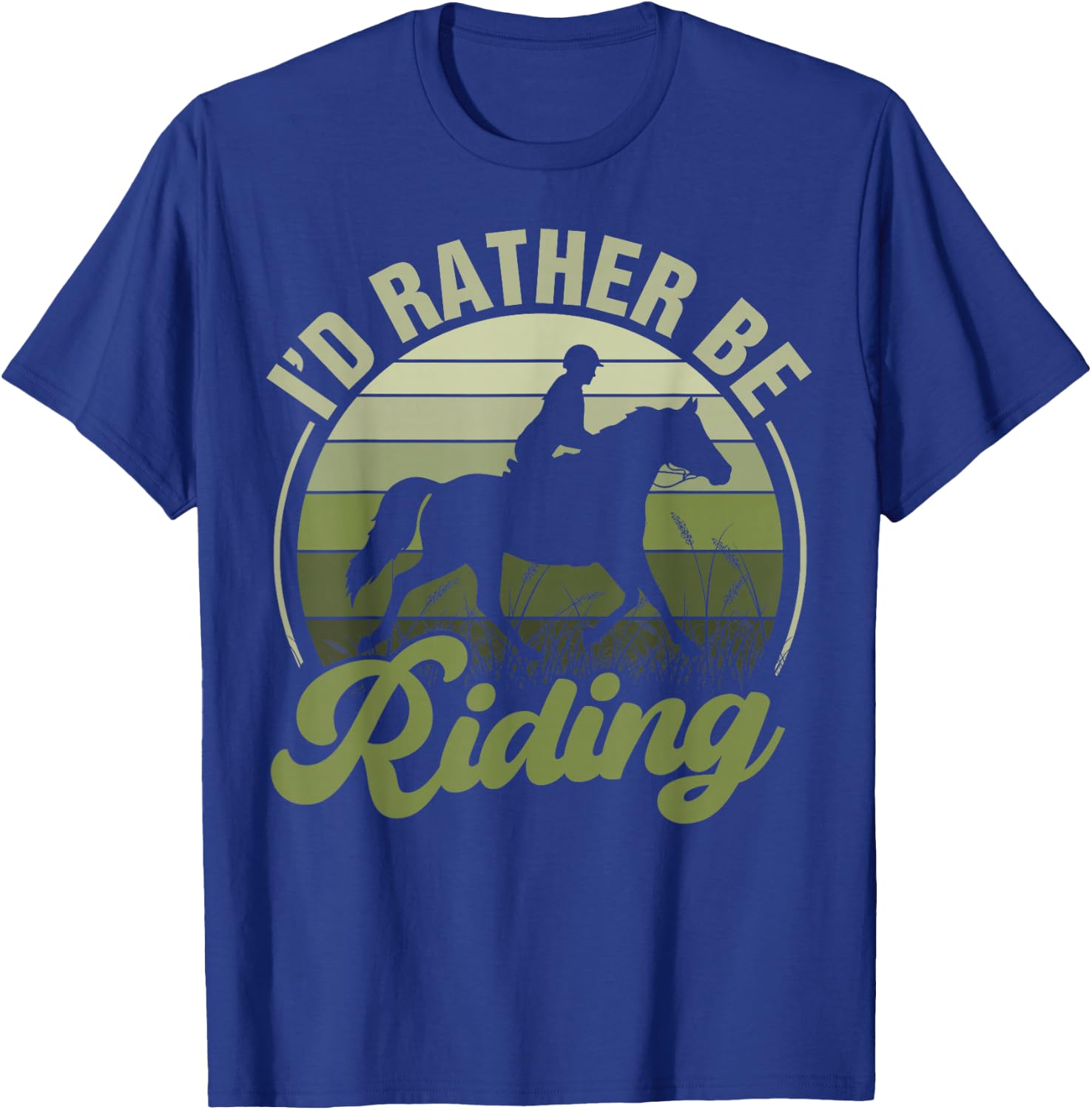 Horse-Shirt I'd Be Riding Funny Equestrian Women Teen Girl , Female X-Small, Blue T-Shirt - T-Shirt | Royal