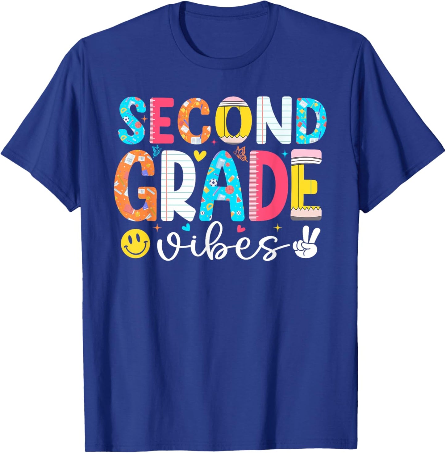 First Day Of 2nd Grade Shirt Teacher Kids Second Grade Vibes T-Shirt - T-Shirt | Royal
