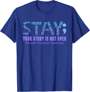 Stay Suicide Prevention Awareness Month Teal & Purple Ribbon T-Shirt - T-Shirt | Royal