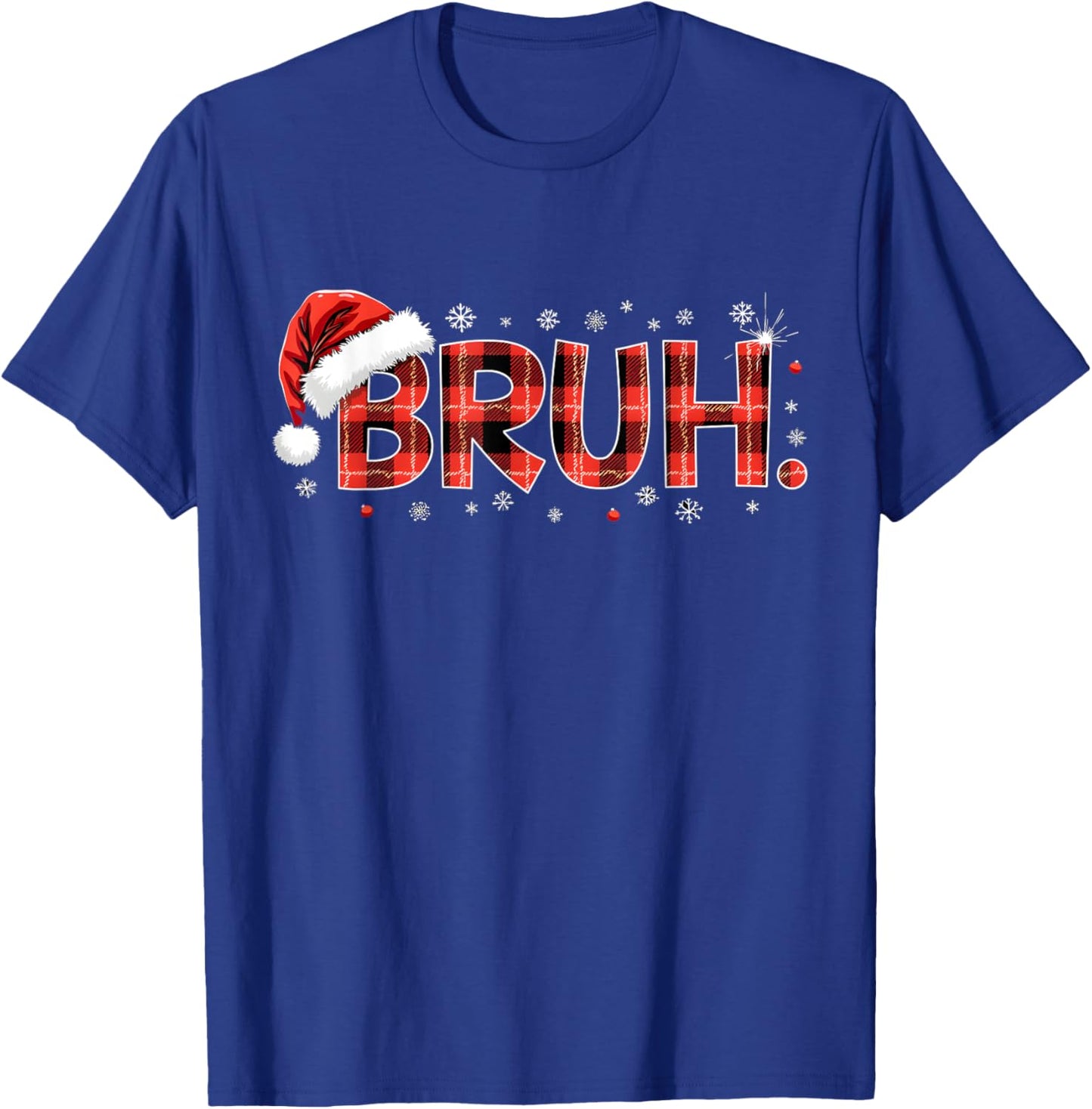 Bruh Christmas Plaid Gifts For Teens Boys Kids Xmas Pajamas T-Shirt - T-Shirt | Royal