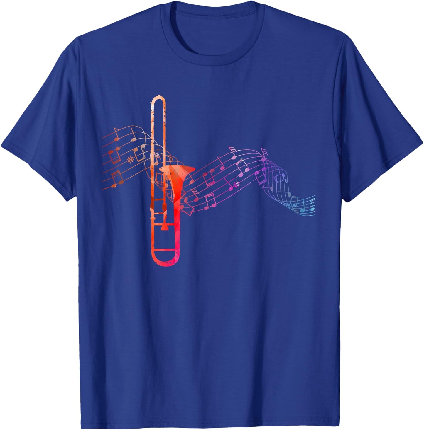 Colourful Trombone Sheet Music Trombone T-Shirt - T-Shirt | Royal