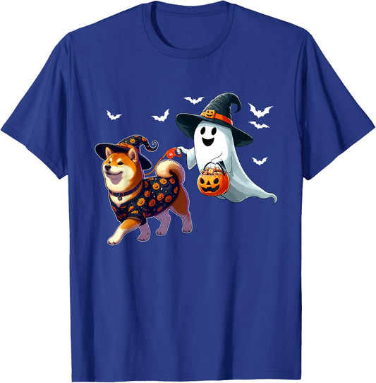 Boo Ghost With Shiba Inu As Witch Halloween Owner Kids T-Shirt - T-Shirt | Royal