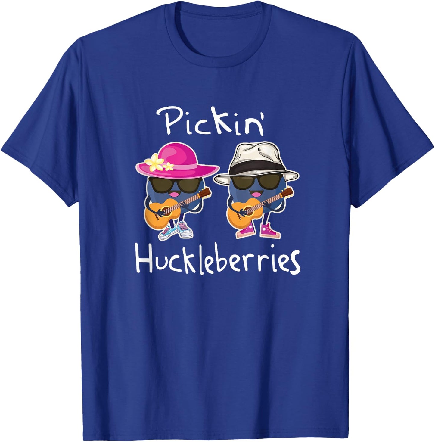 Huckleberry Picking Huckleberries Playing Guitar Kawaii T-Shirt - T-Shirt | Royal