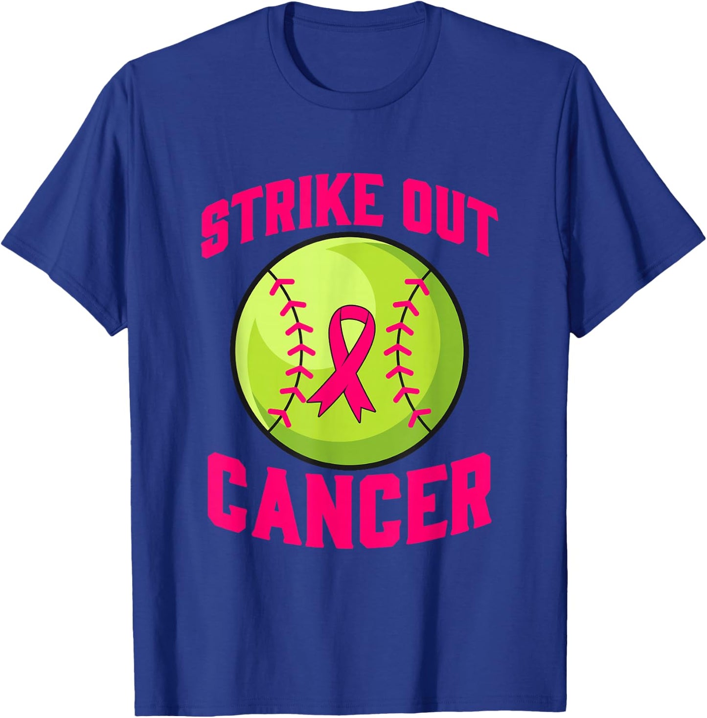 Strike Out Breast Cancer Awareness Softball Fighters T-Shirt - T-Shirt | Royal