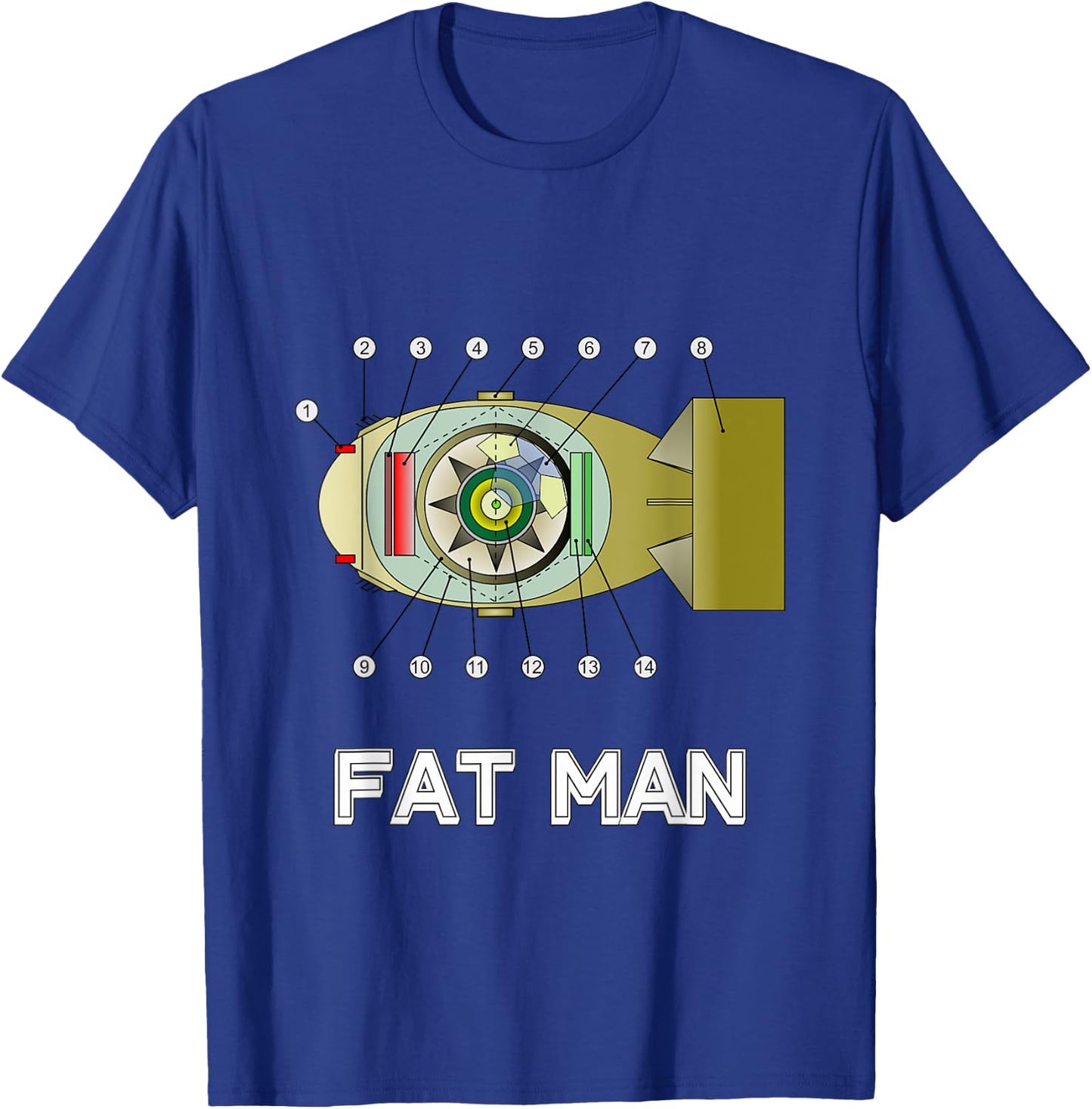 Fat Man - Nuke Bomb Diagram - Nuclear Warhead Missile T-Shirt - T-Shirt | Royal