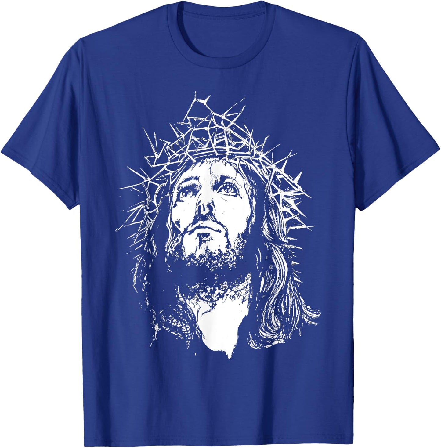 Image Face Of Jesus On A Cross With Crown Of Thorns T-Shirt - T-Shirt | Royal