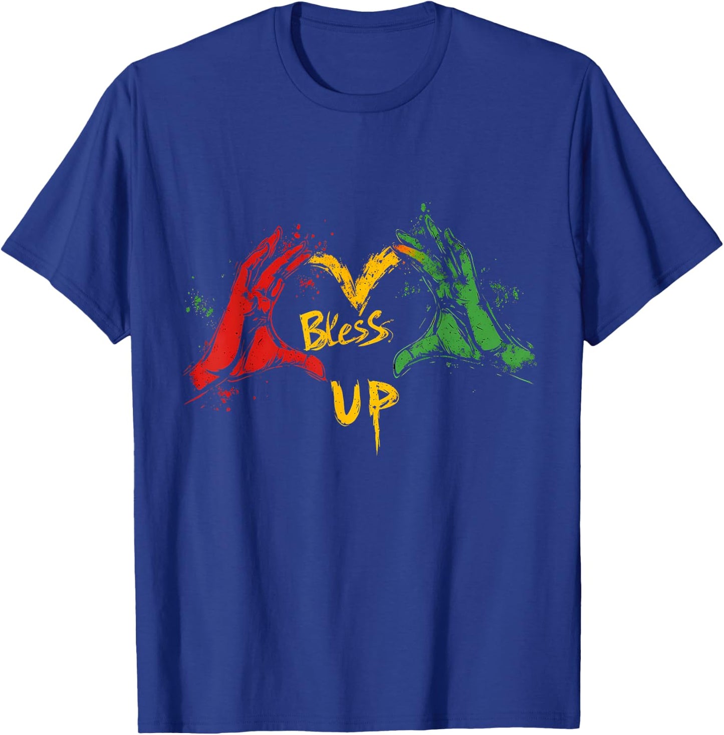 Rasta Hand Heart Jamaican Roots Rastafarian Reggae Music T-Shirt - T-Shirt | Royal