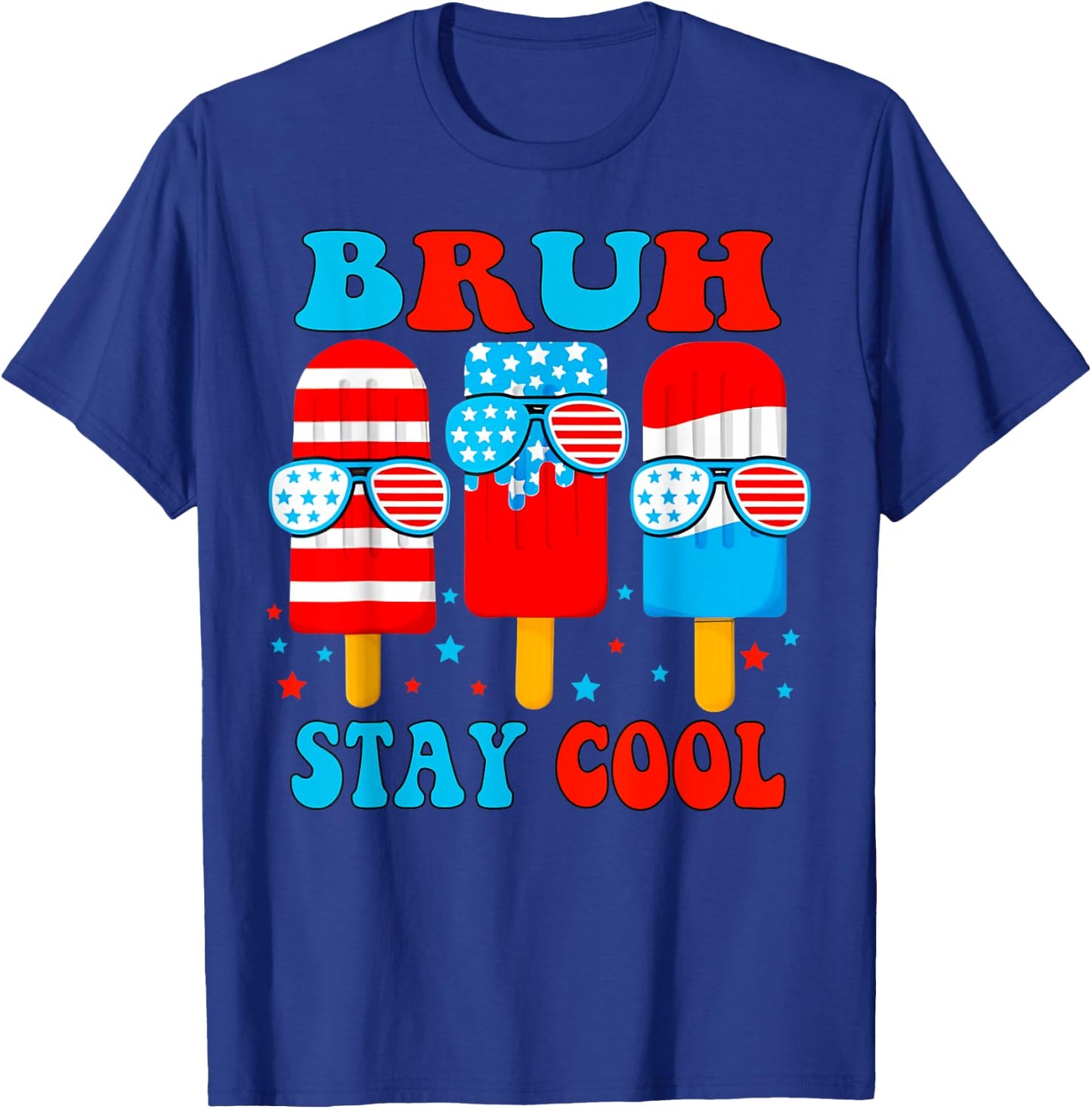 Bruh Stay Cool 4th July Popsicle Boys Men USA American Flag T-Shirt - T-Shirt | Royal