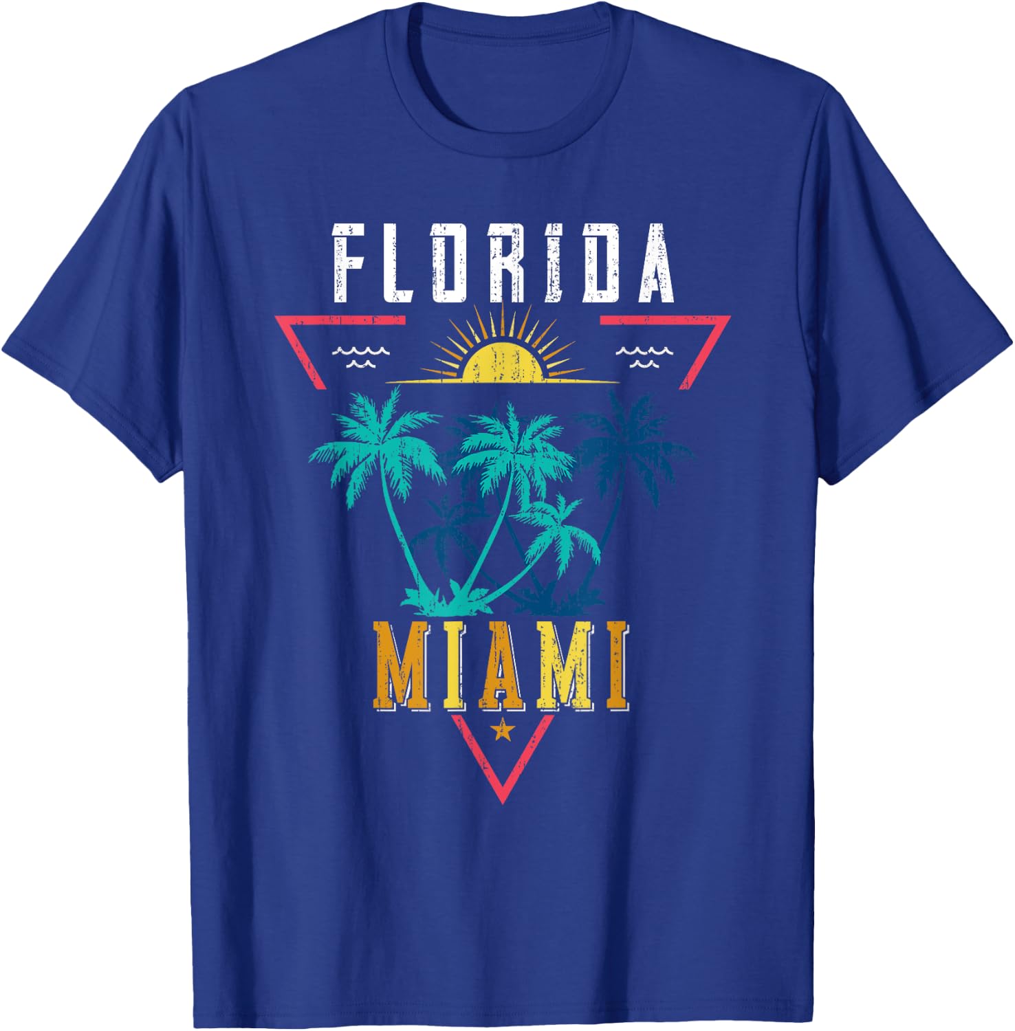 Tropical Summer Vacation Miami Beach Palm Trees Florida T-Shirt - T-Shirt | Royal