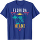 Tropical Summer Vacation Miami Beach Palm Trees Florida T-Shirt - T-Shirt | Royal