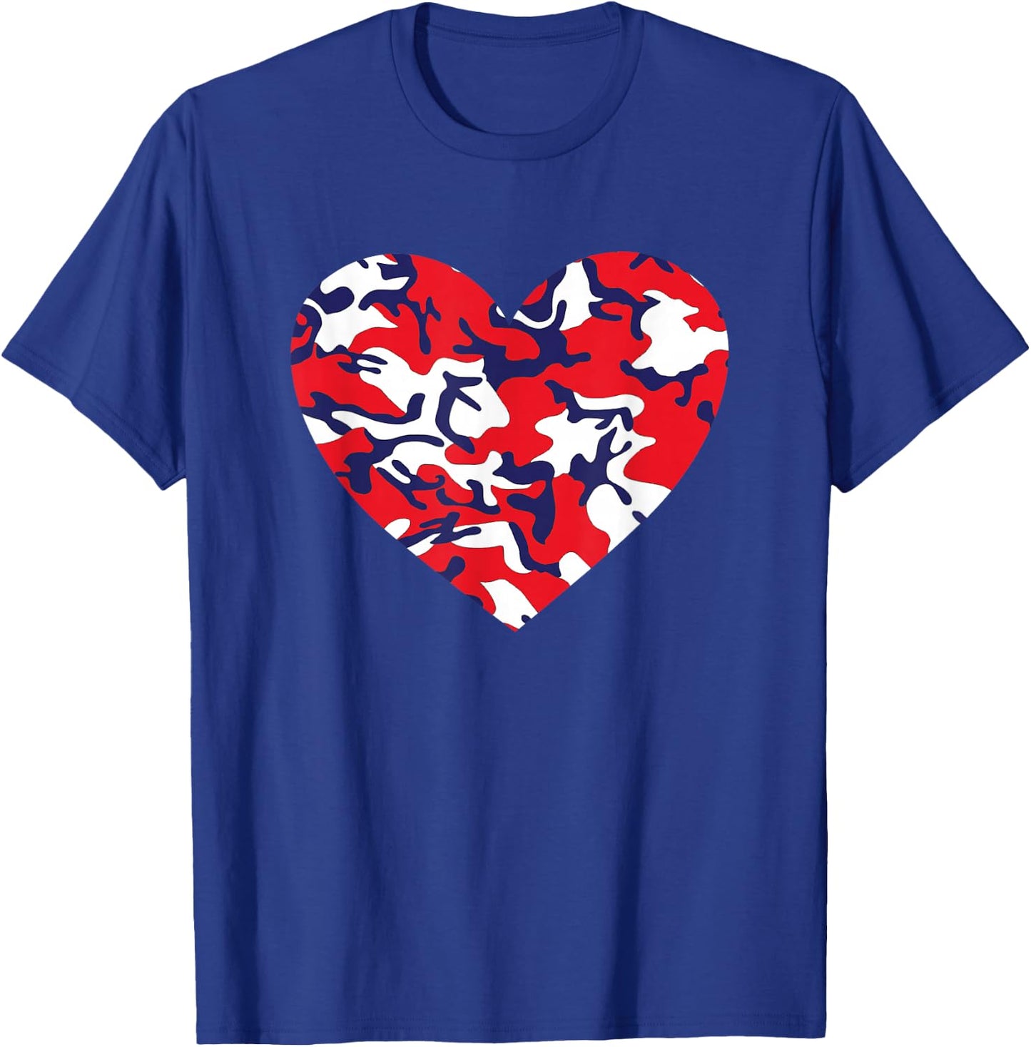 USA Red White and Blue Camo Heart Love 4th of July T-Shirt - T-Shirt | Royal