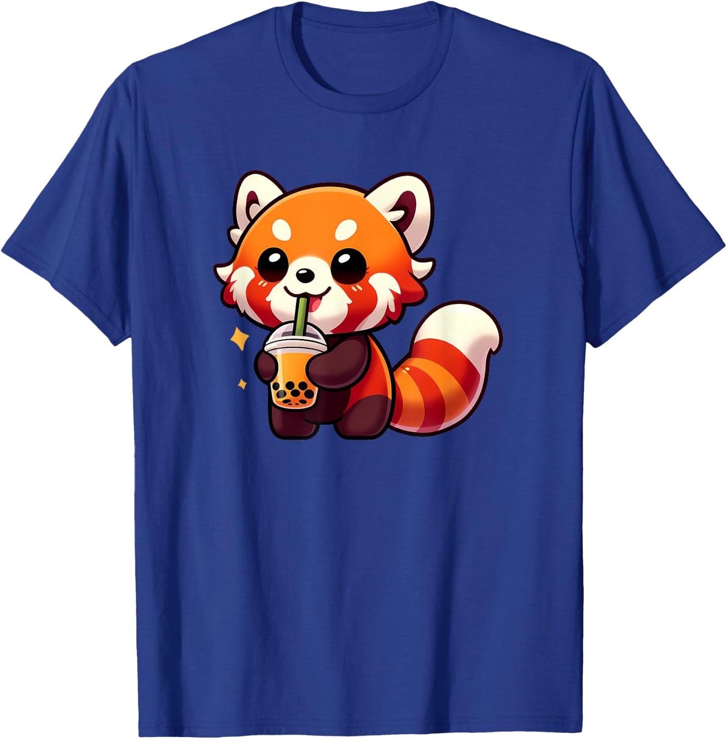 Cute Red Panda Drinking Boba Tea Kawaii Animal Lover T-Shirt - T-Shirt | Royal