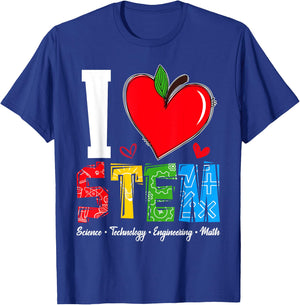 I Love STEM Student Teacher 1st Day Of School Back To School Men Women Kids T-Shirt - T-Shirt | Royal