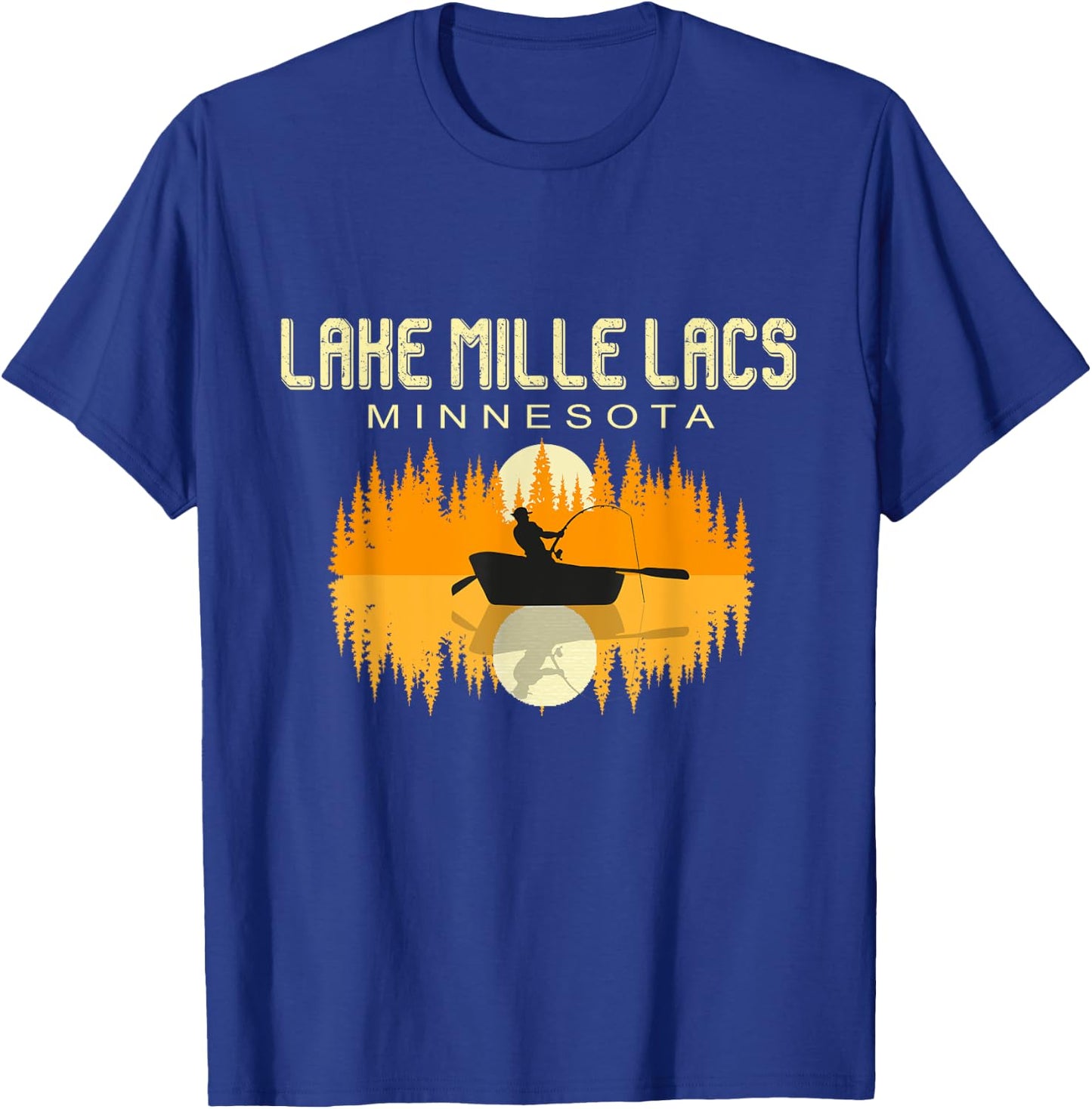 Lake Mille Lacs Minnesota - USA Fishing 80s Retro Gift T-Shirt - T-Shirt | Royal