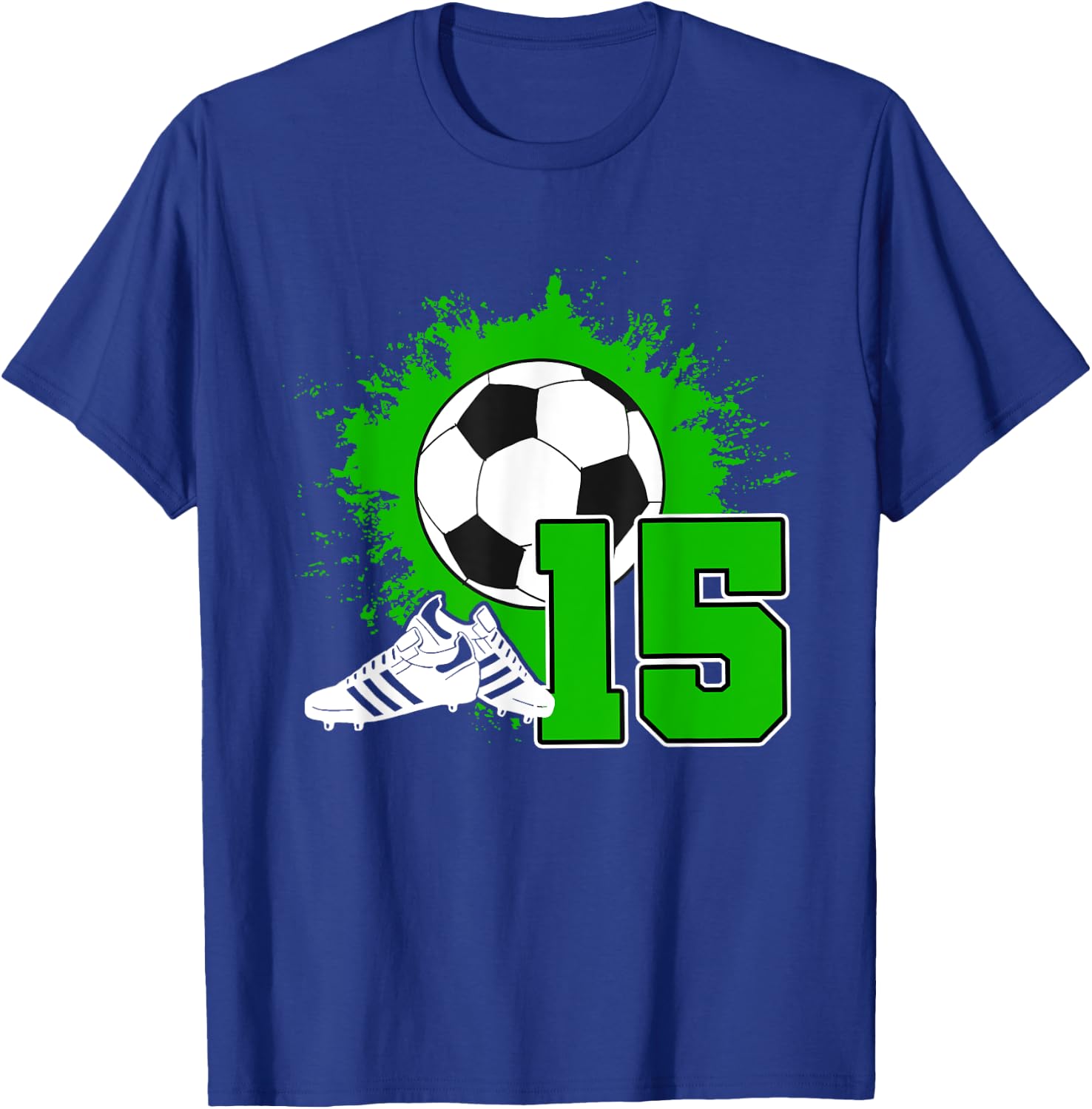 Kids Soccer Birthday Party 15 Year Old Boy 15th Birthday T-Shirt - T-Shirt | Royal