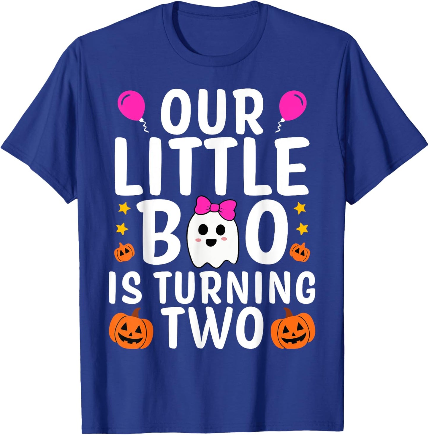 Our Little Boo Is Turning Two Yr 2nd Birthday Girl Halloween T-Shirt - T-Shirt | Royal