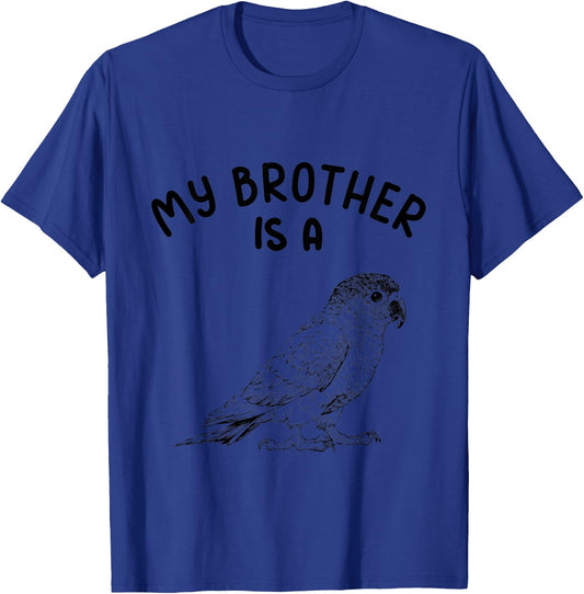 Kids My Brother is a Green Cheek Conure Funny Parrot Bird T-Shirt - T-Shirt | Royal