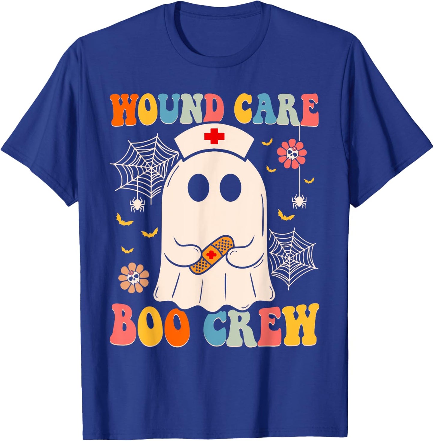 Groovy Wound Care Boo Crew Nurse Funny Ghost Halloween Nurse T-Shirt - T-Shirt | Royal