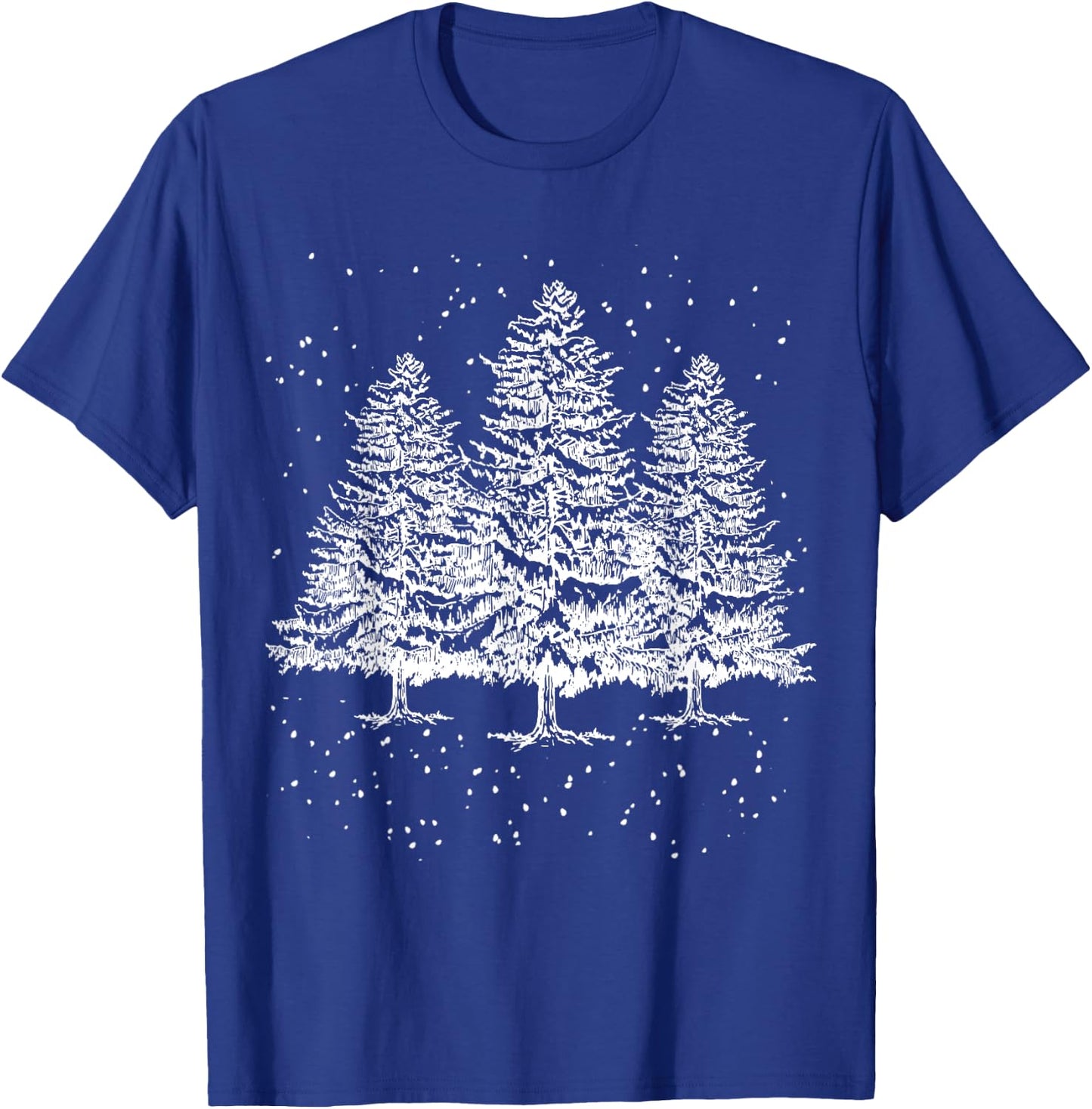Outdoor Pine Tree Sun Minimalist Christmas Nature Men Women T-Shirt - T-Shirt | Royal