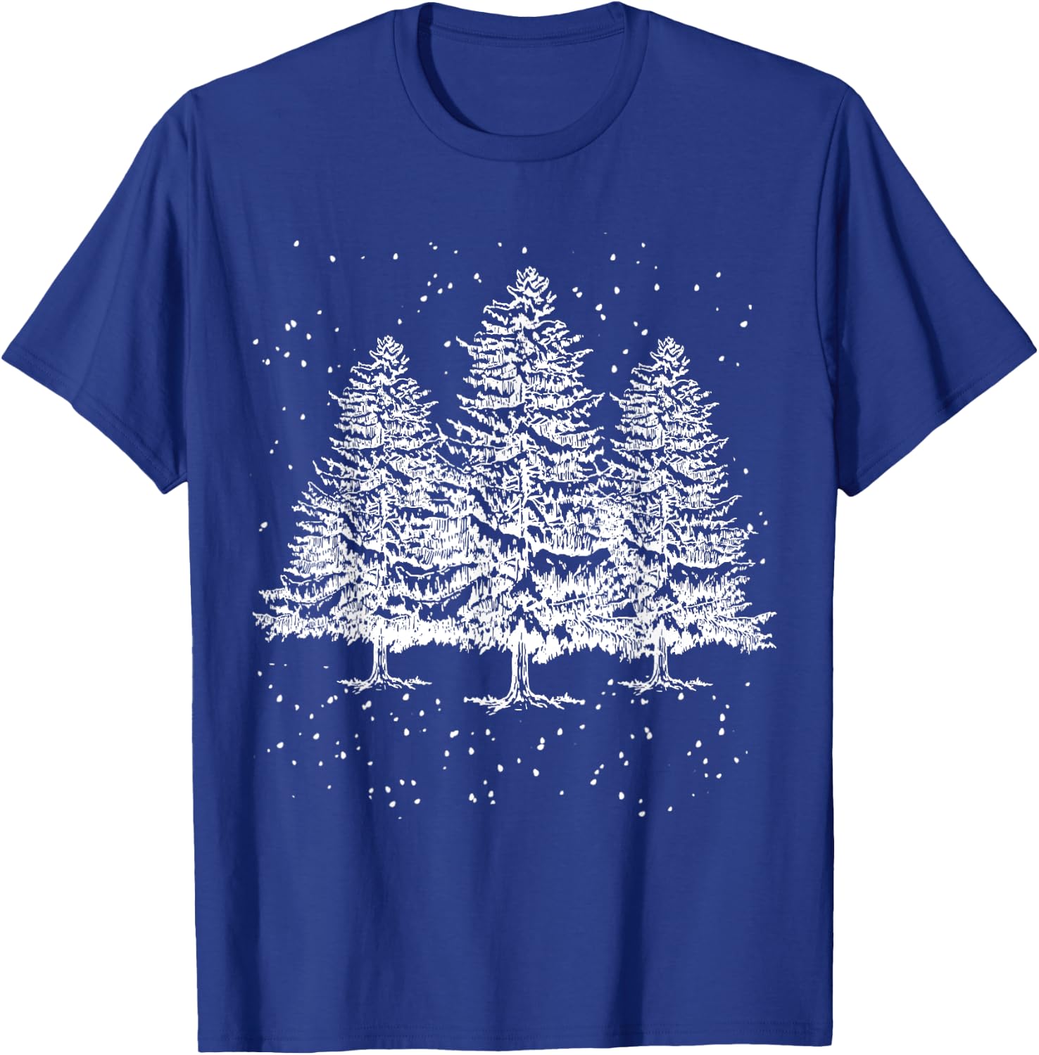 Outdoor Pine Tree Sun Minimalist Christmas Nature Men Women T-Shirt - T-Shirt | Royal