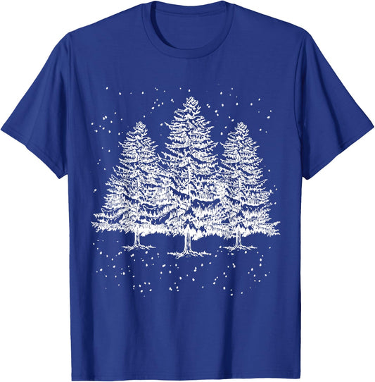 Outdoor Pine Tree Sun Minimalist Christmas Nature Men Women T-Shirt - T-Shirt | Royal