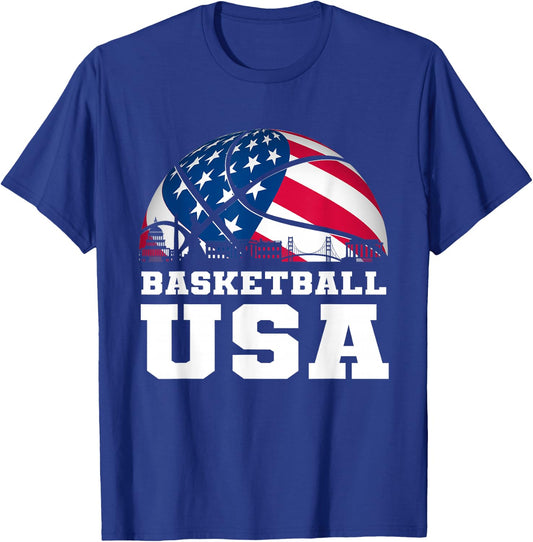 Basketball USA Support The Team USA Flag Dream T-Shirt - T-Shirt | Royal