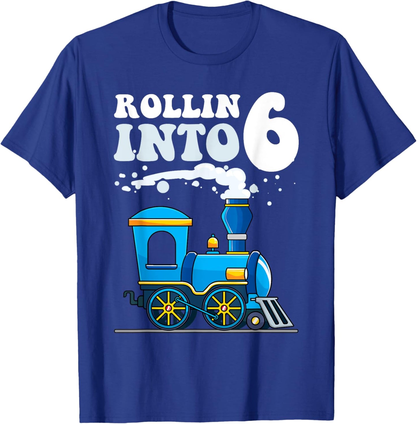 Rollin' Into 6 Train 6th Birthday Party Six Years Old Boys T-Shirt - T-Shirt | Royal