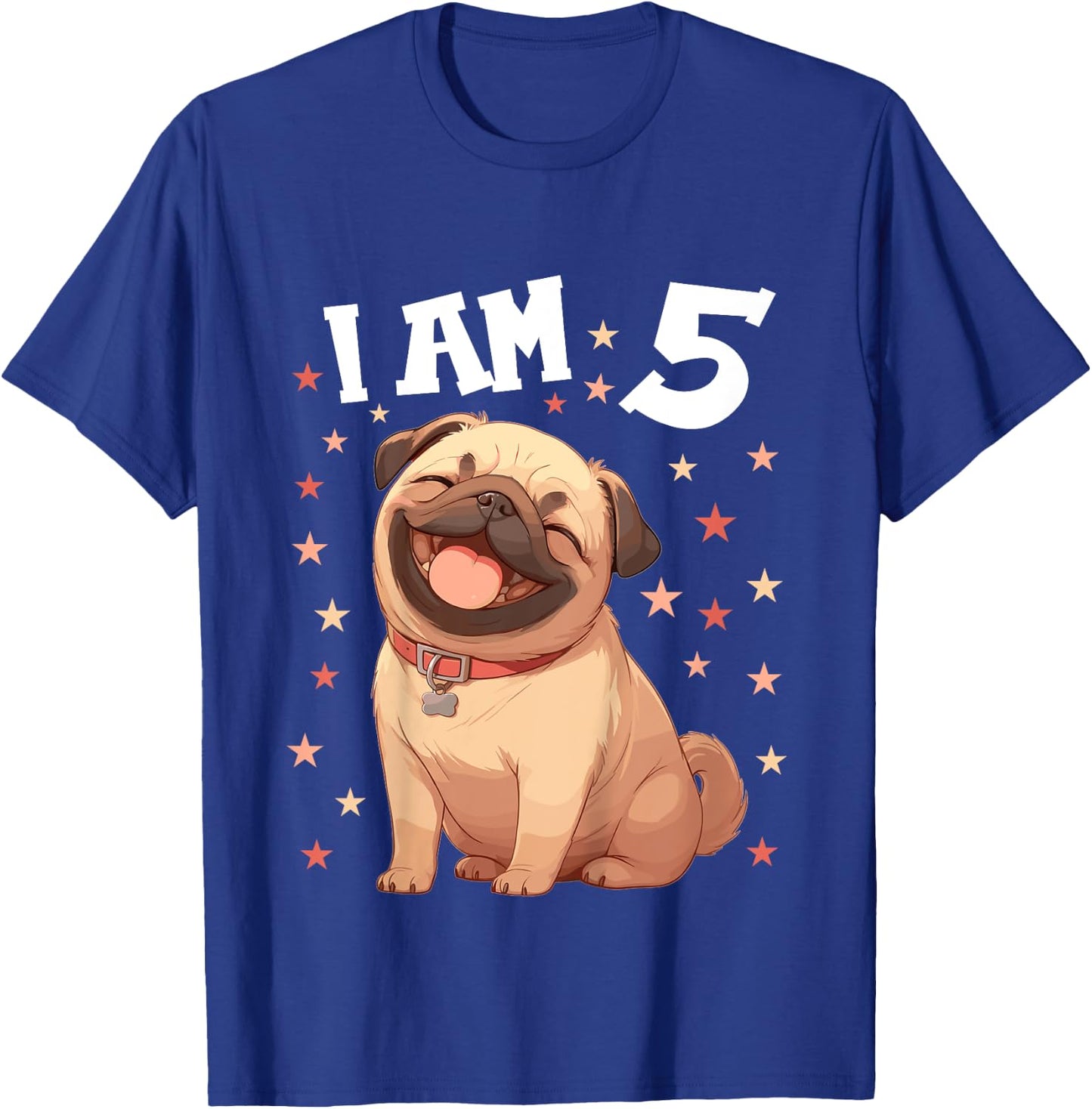 Kids 5 Years old 5th birthday Pugs Pug T-Shirt - T-Shirt | Royal