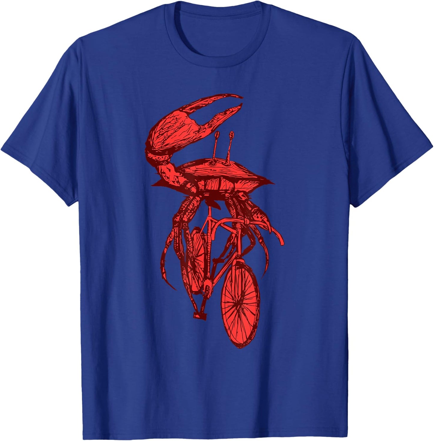 Crab Riding A Bicycle Vintage Cycling Biking Crab Biker T-Shirt - T-Shirt | Royal