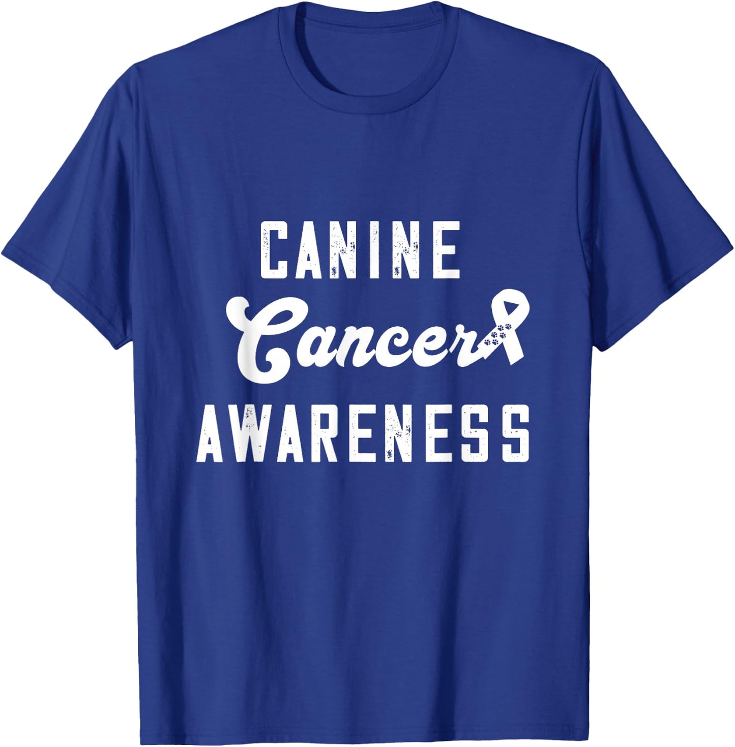 Canine Cancer Awareness Ribbon Paw Print Pet Cancer T-Shirt - T-Shirt | Royal