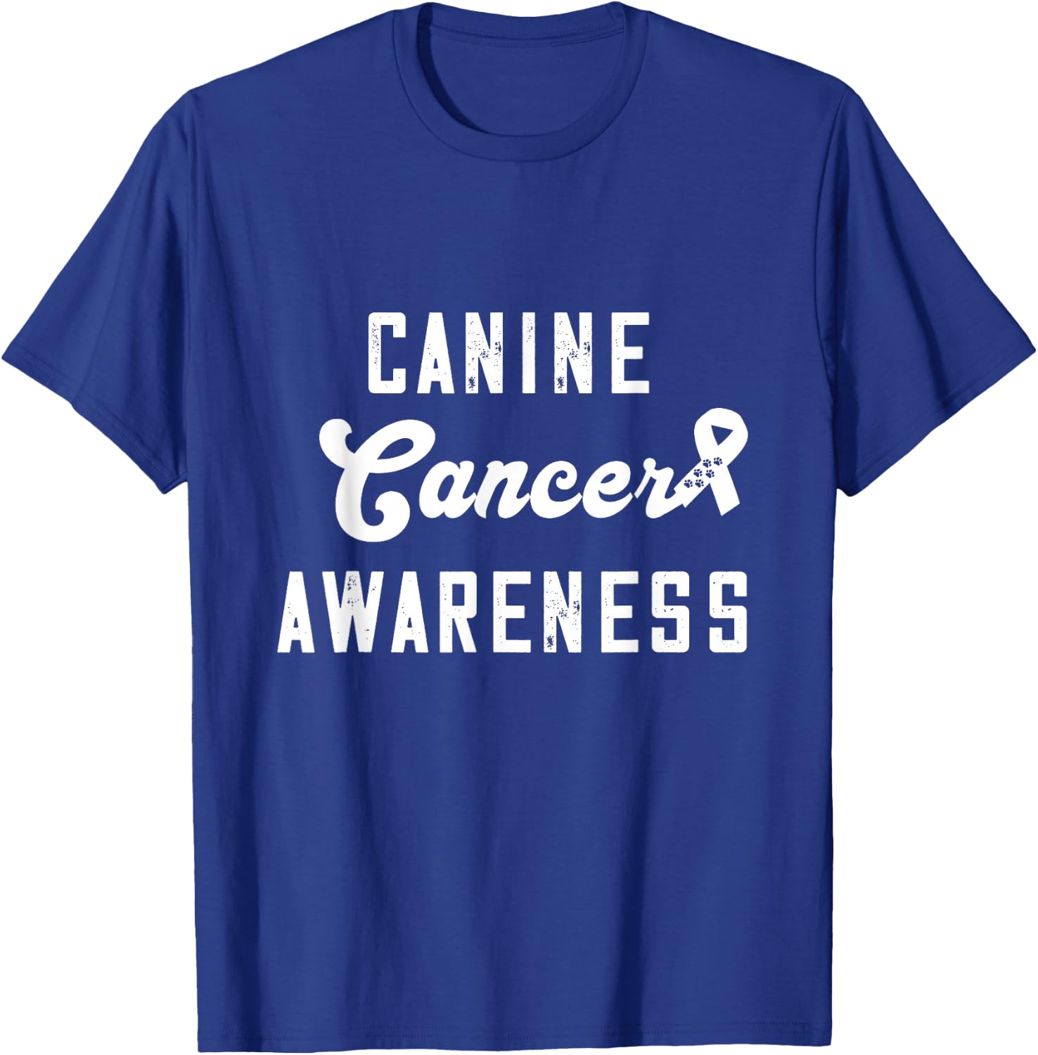Canine Cancer Awareness Ribbon Paw Print Pet Cancer T-Shirt - T-Shirt | Royal