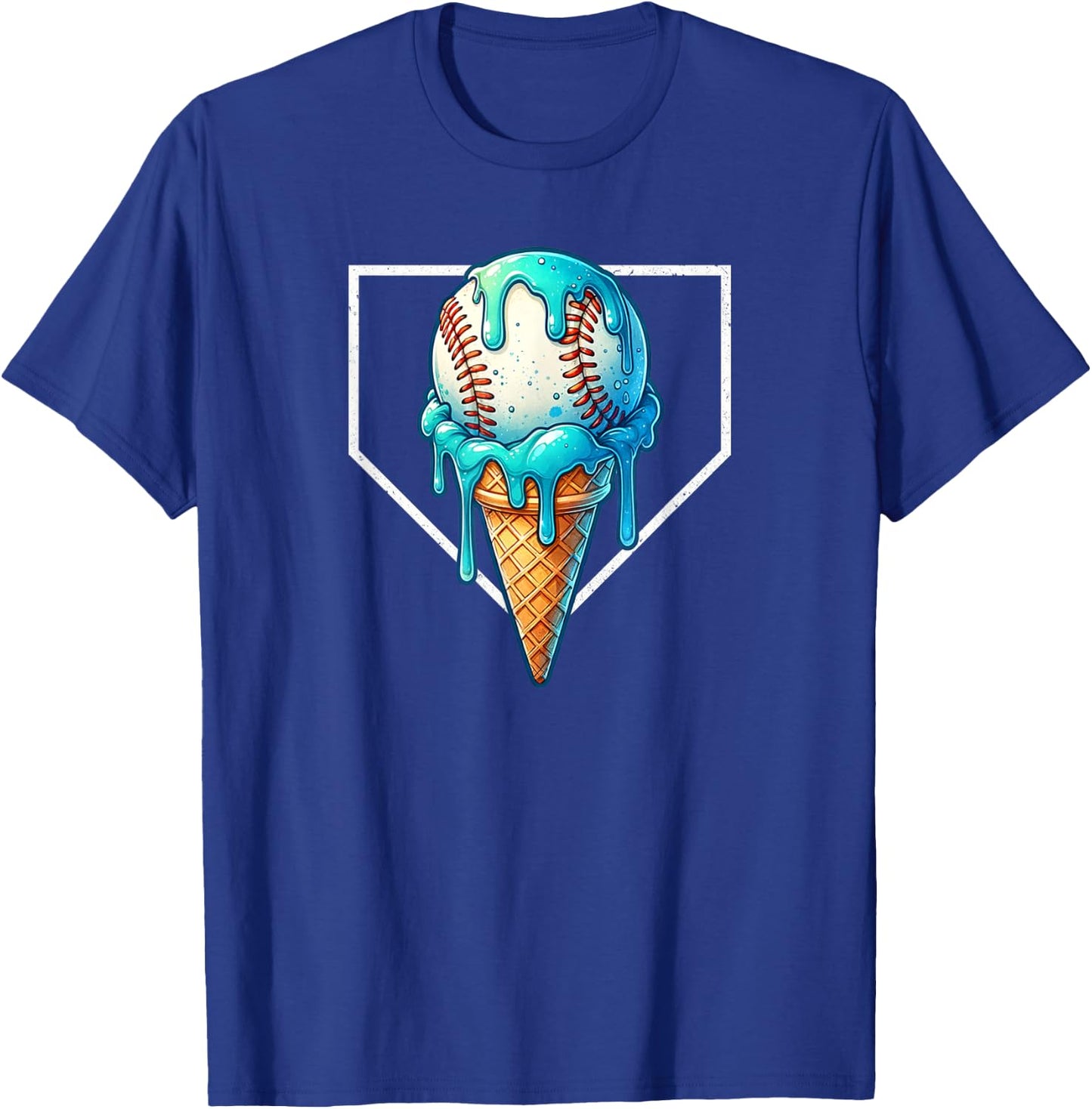 Home Plate Drip - Ice Cream Dripping, Softball & Baseball T-Shirt - T-Shirt | Royal