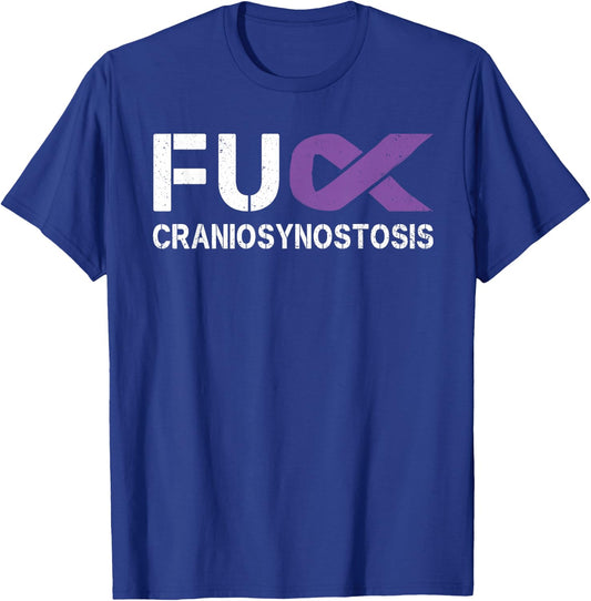 Fuck Craniosynostosis CSO Awareness Purple Ribbon Support T-Shirt - T-Shirt | Royal