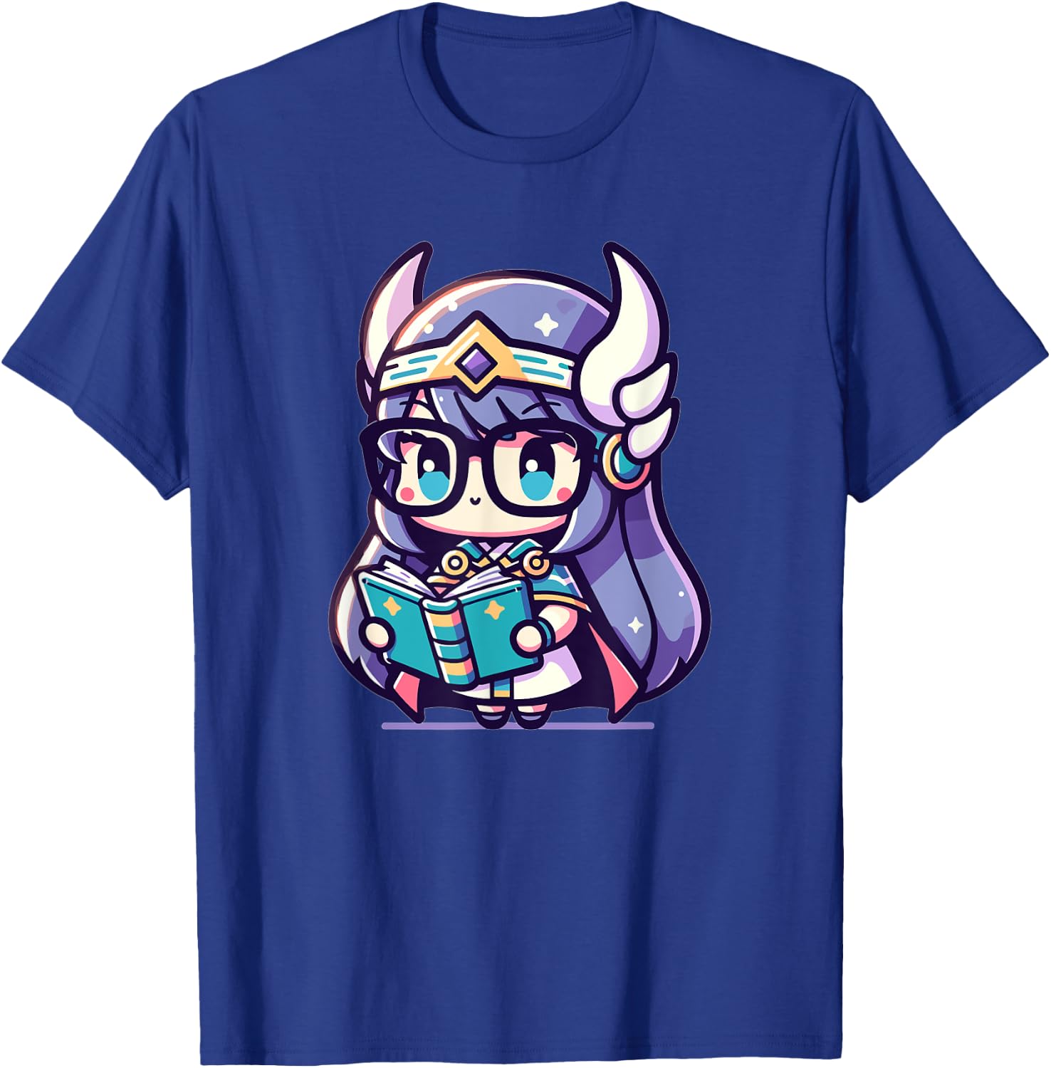 Adorable Book Lover Valkyrie With Reading Glasses Cute T-Shirt - T-Shirt | Royal