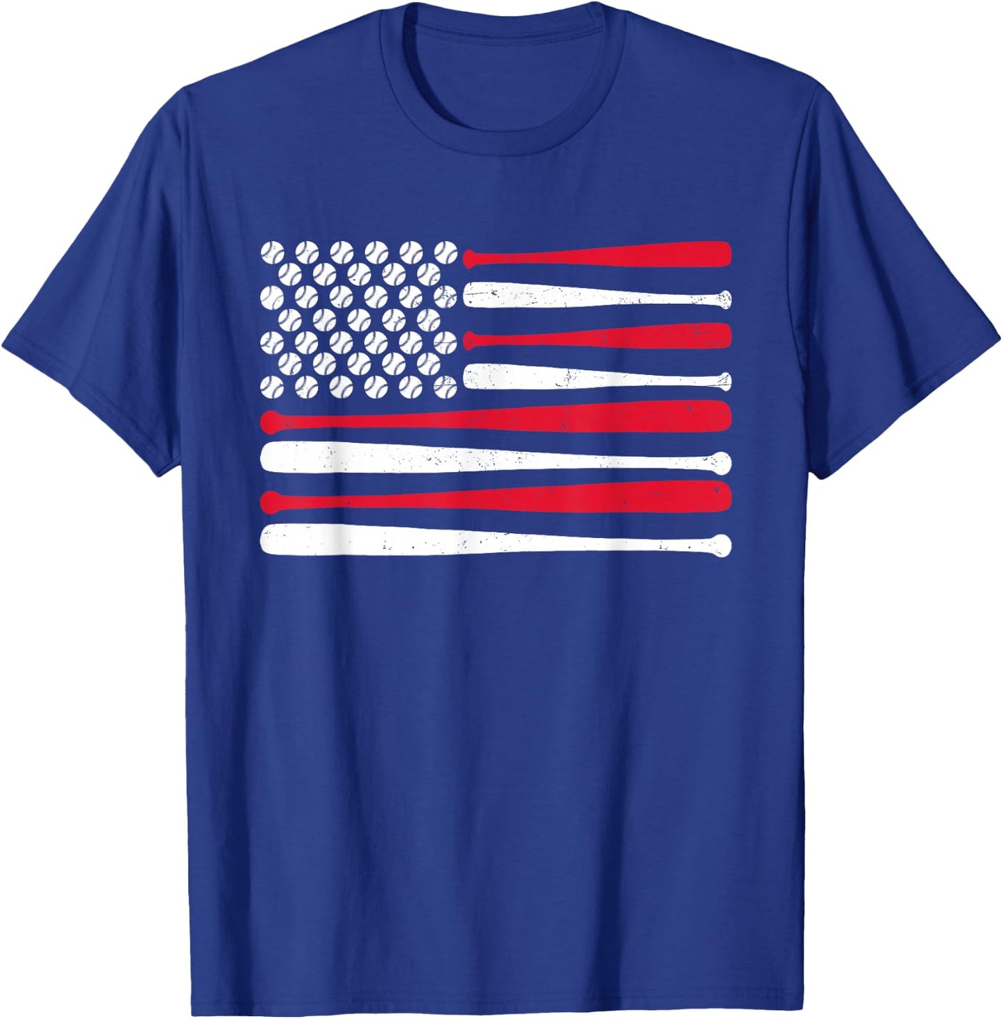 American Flag Baseball USA Vintage Baseball Sport Fan T-Shirt - T-Shirt | Royal