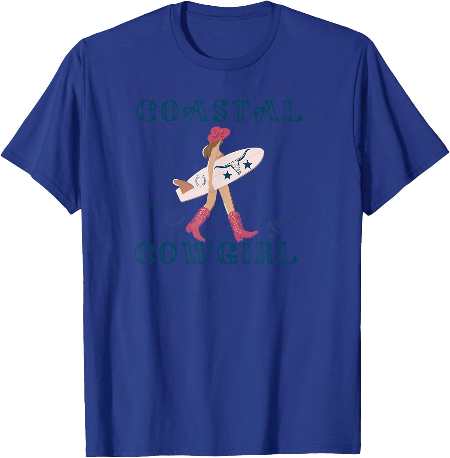 Coastal Cowgirl Women's Cowgirl Surf Beach , Black, Small T-Shirt - T-Shirt | Royal