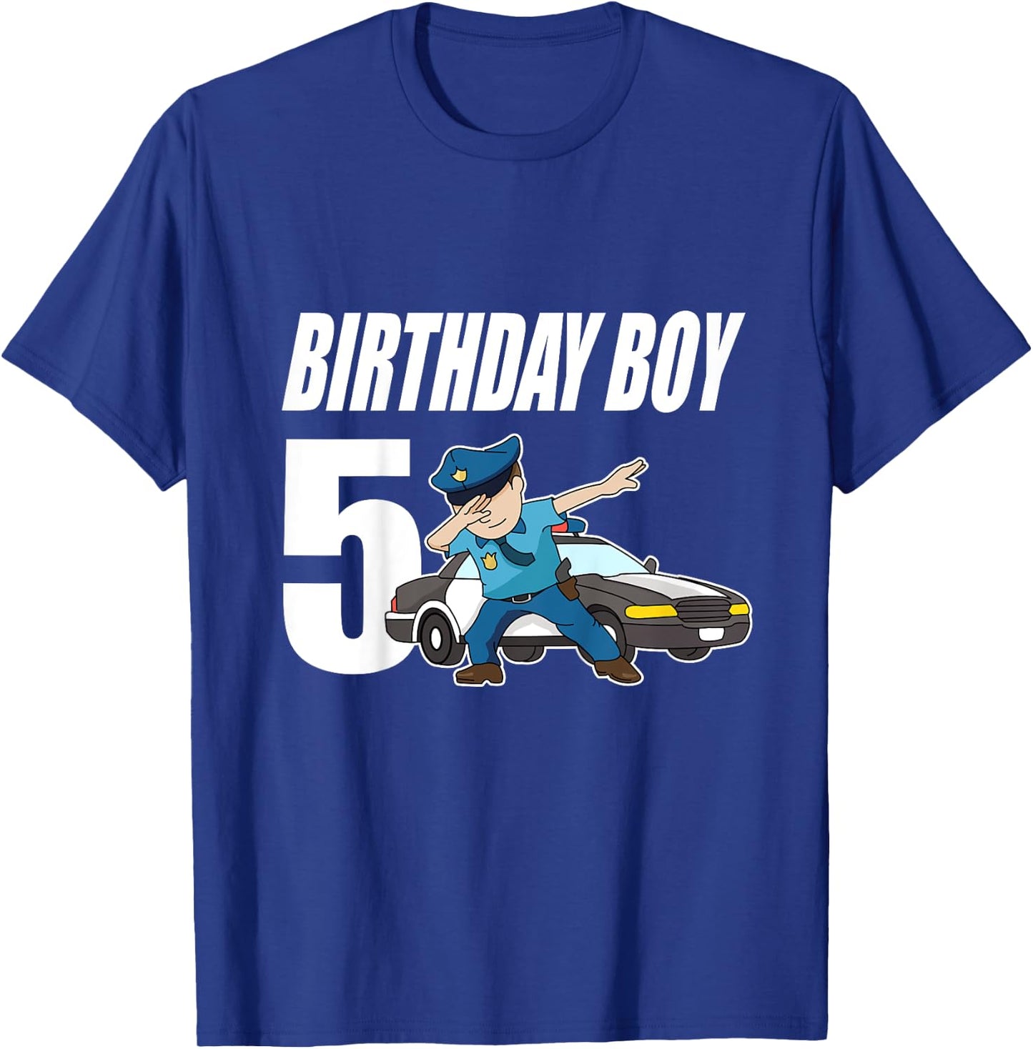 5th Birthday Dabbing Police Officer Police 5 Year Old T-Shirt - T-Shirt | Royal